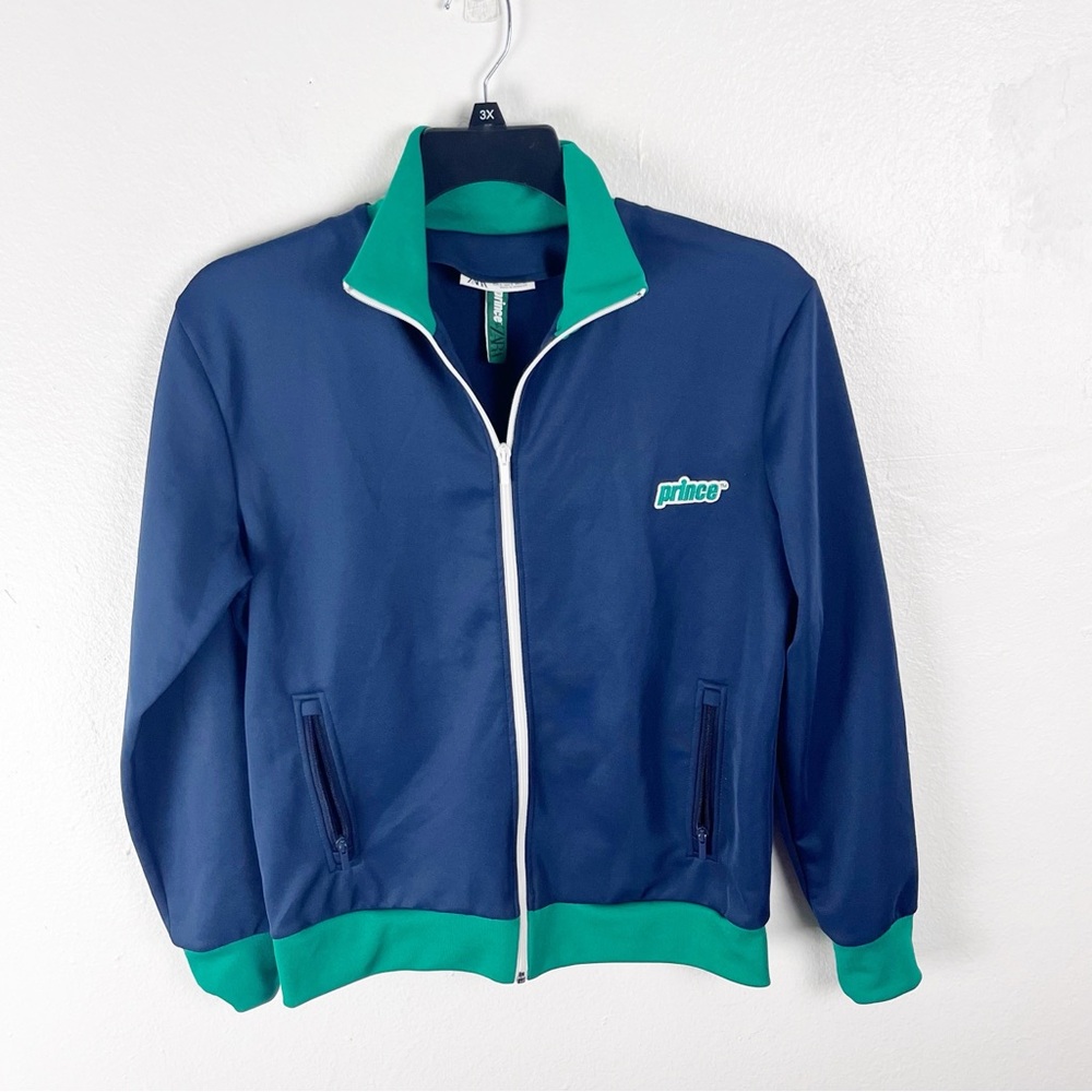 ZARA Prince x ZARA Navy Blue Green Track Tennis Jacket Men’s Size Small US Open